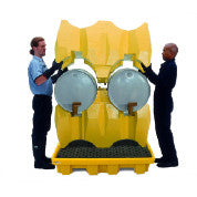 2381 Polyethylene 4-Drum Rack Containment System with Drain, 3000 lbs Capacity, 5 Year Warranty, Yellow