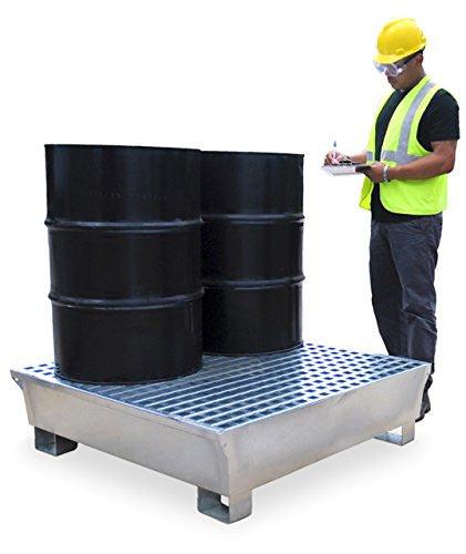 1182 Ultra-Steel Spill Containment Pallet, 4 Drum, Grey